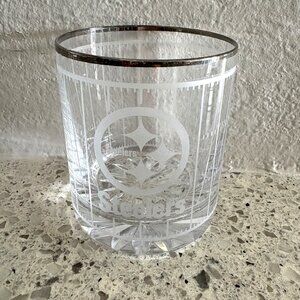 Pittsburgh Steelers Rocks Glass Logo Silver Rim NFL Football Barware